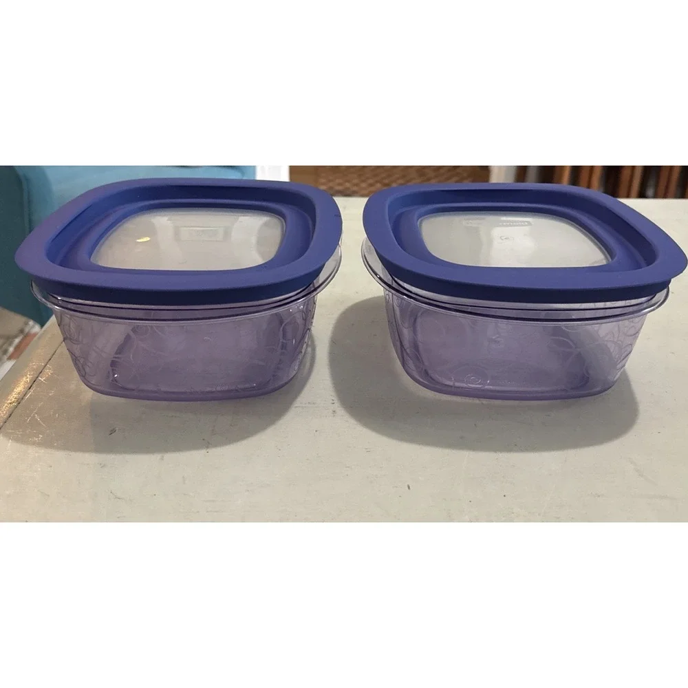 Rubbermaid Premier Purple Swirl 4x6 Container With Lids Food Storage Lot 2